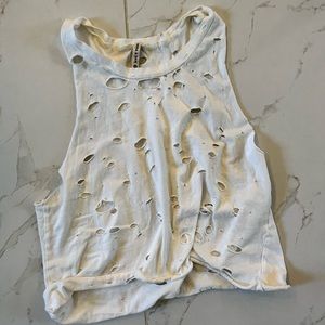 LF Emma and Sam destroyed white muscle tee